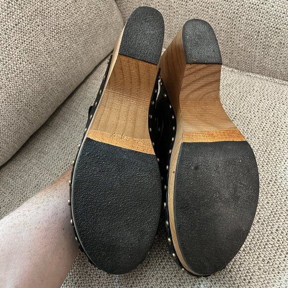 Lisa B. Classic High Heel Studded Clog in Black Leather Size 42 (9.5-10 US) - Picture 7 of 8